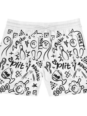 Bowling Fanatic Men's Mid-Length Swim Shorts (AOP)