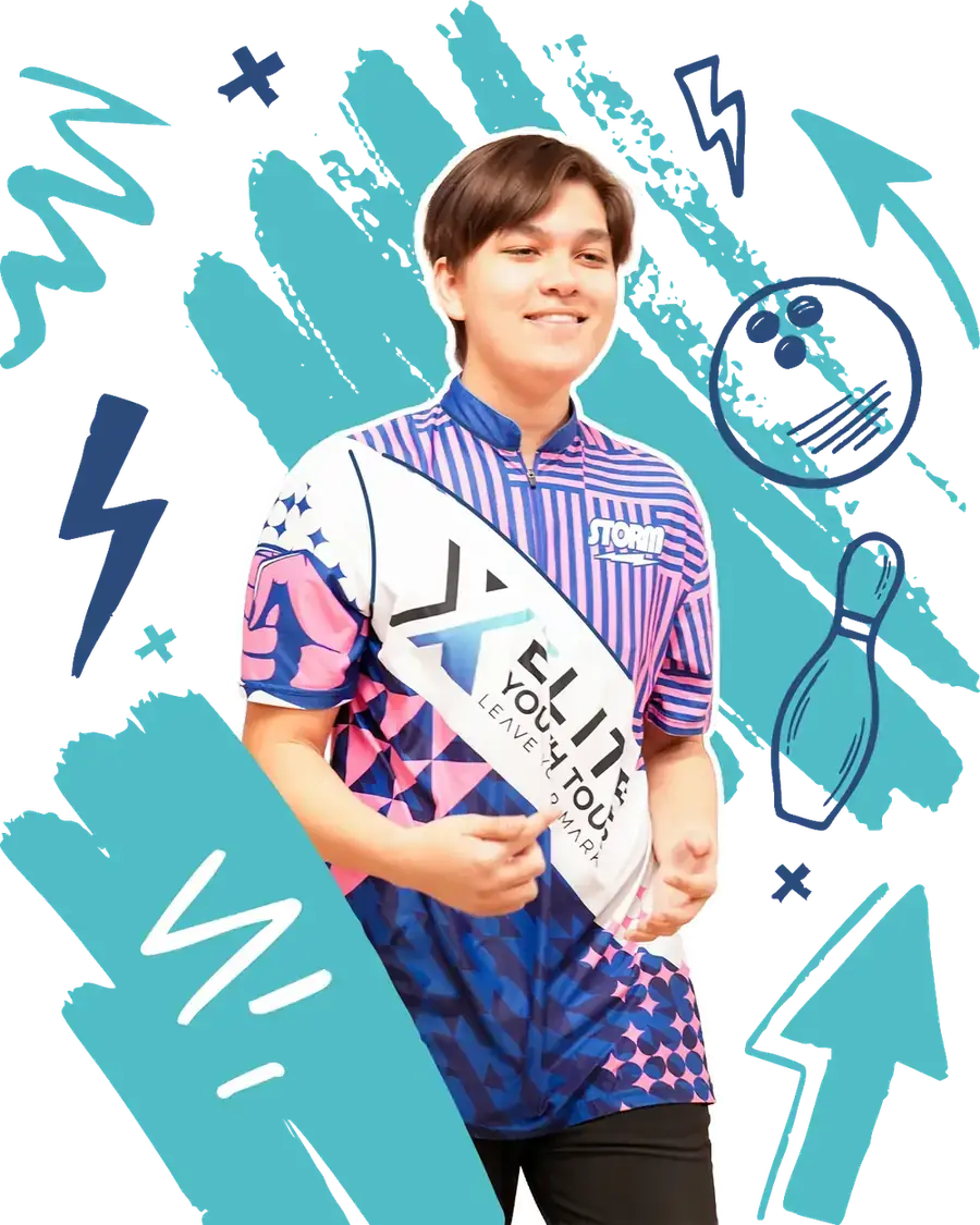Elite Youth Tour bowler wearing a Leave Your Mark champion sash